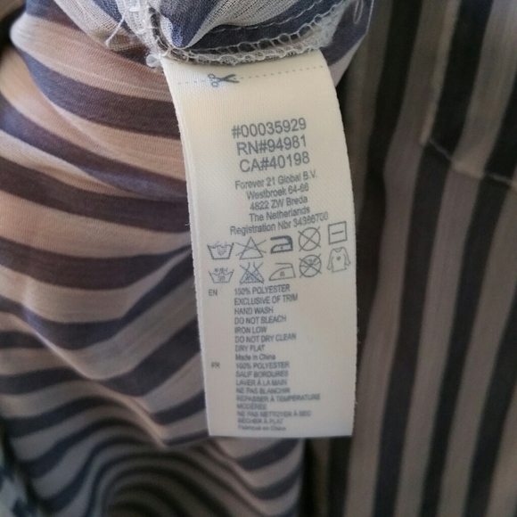 I Love H81 striped sheer blue & white long sleeve shirt dress with button front - Picture 4 of 4